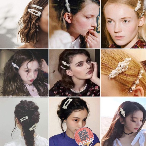 6 Pcs Brandy Melville Pearl Hair Clips Hairpins - Picture 2 of 7